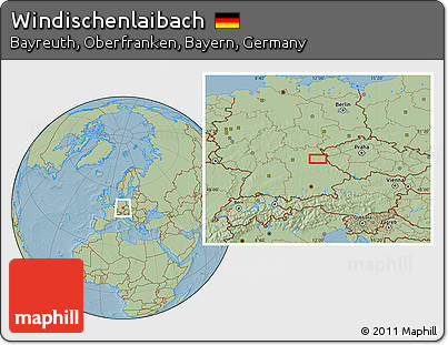 Savanna Style Location Map of Windischenlaibach, hill shading