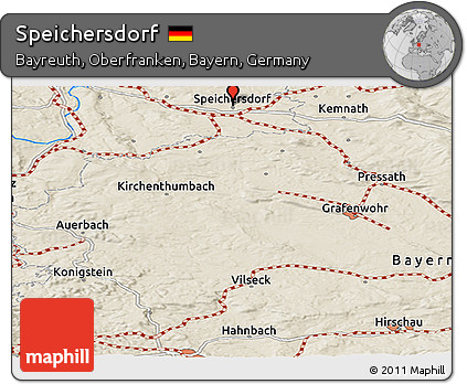 Shaded Relief Panoramic Map of Speichersdorf