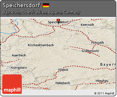 Shaded Relief Panoramic Map of Speichersdorf