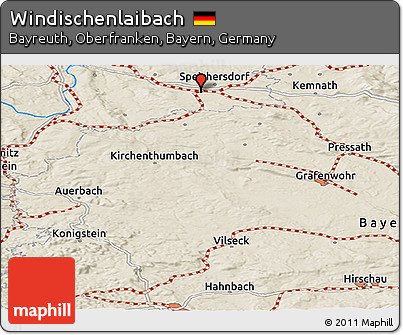 Shaded Relief Panoramic Map of Windischenlaibach