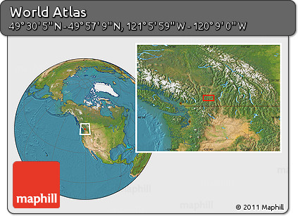 Satellite Location Map of the Area around 49° 43' 37" N, 120° 37' 30" W