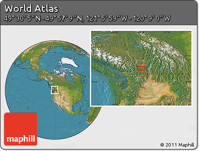 Satellite Location Map of the Area around 49° 43' 37" N, 120° 37' 30" W