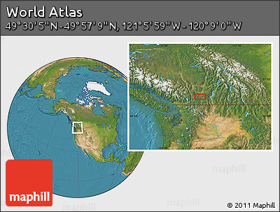 Satellite Location Map of the Area around 49° 43' 37" N, 120° 37' 30" W
