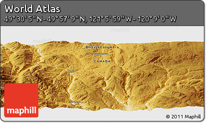 Physical Panoramic Map of the Area around 49° 43' 37" N, 120° 37' 30" W
