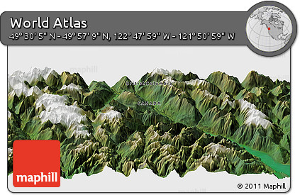 Satellite Panoramic Map of the Area around 49° 43' 37" N, 122° 19' 29" W