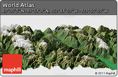 Satellite Panoramic Map of the Area around 49° 43' 37" N, 122° 19' 29" W