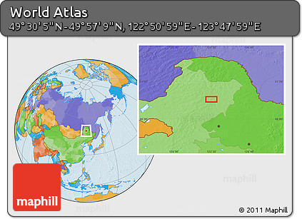 Political Location Map of the Area around 49° 43' 37" N, 123° 19' 29" E