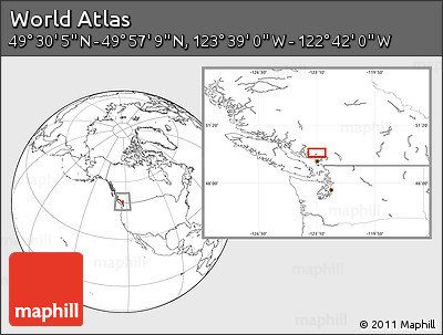Blank Location Map of the Area around 49° 43' 37" N, 123° 10' 30" W