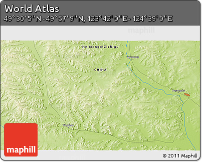 Physical 3D Map of the Area around 49° 43' 37" N, 124° 10' 30" E