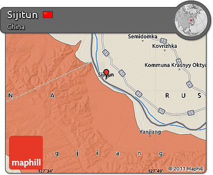 Shaded Relief Map of Sijitun
