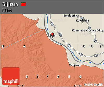 Shaded Relief Map of Sijitun