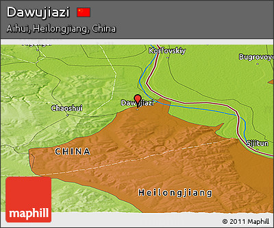 Physical Panoramic Map of Dawujiazi