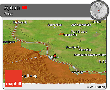 Satellite Panoramic Map of Sijitun