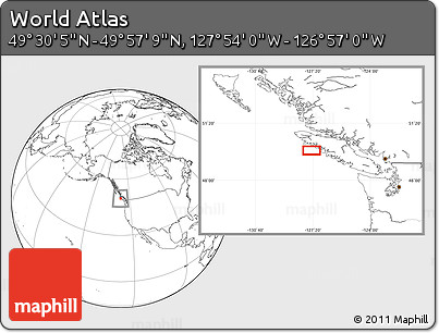 Blank Location Map of the Area around 49° 43' 37" N, 127° 25' 30" W