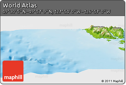 Physical Panoramic Map of the Area around 49° 43' 37" N, 127° 25' 30" W