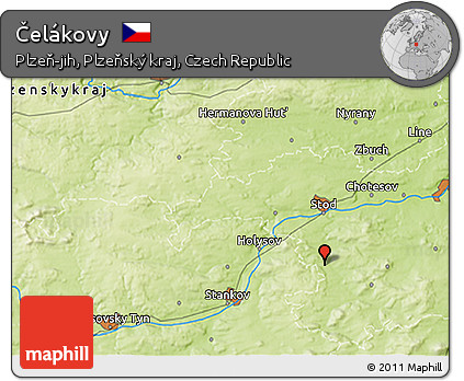 Physical 3D Map of Čelákovy