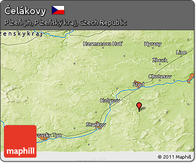 Physical 3D Map of Čelákovy