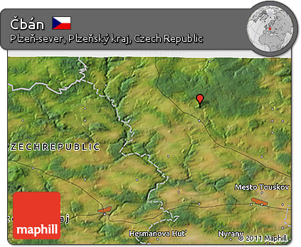 Satellite 3D Map of Čbán