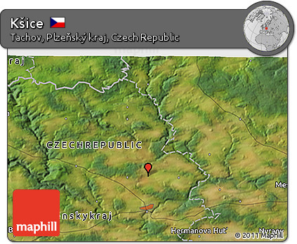 Satellite 3D Map of Kšice