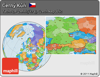 Political Location Map of Černý Kŭň