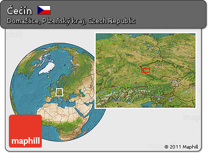 Satellite Location Map of Čečín