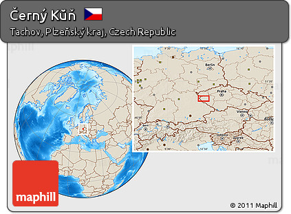 Shaded Relief Location Map of Černý Kŭň