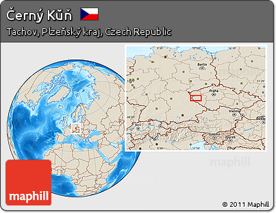 Shaded Relief Location Map of Černý Kŭň