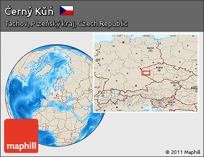 Shaded Relief Location Map of Černý Kŭň