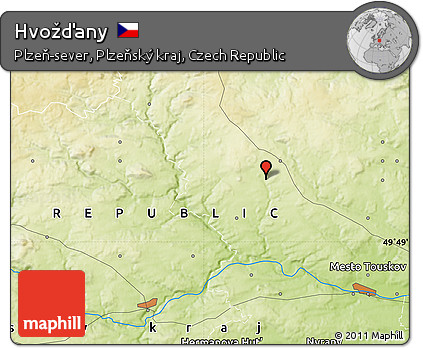 Physical Map of Hvožďany