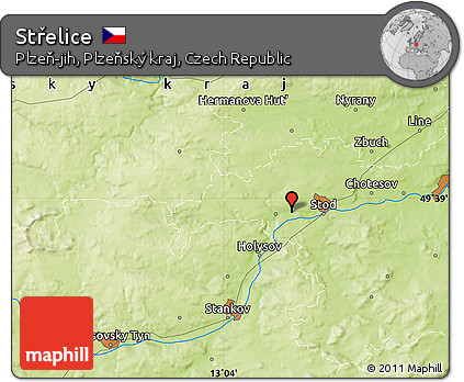 Physical Map of Střelice