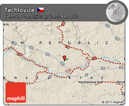 Shaded Relief Map of Těchlovice