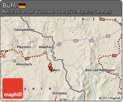 Shaded Relief Map of Bühl