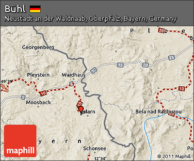 Shaded Relief Map of Bühl