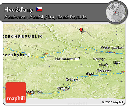 Physical Panoramic Map of Hvožďany