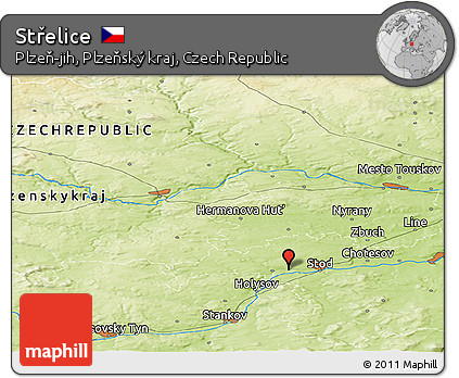 Physical Panoramic Map of Střelice