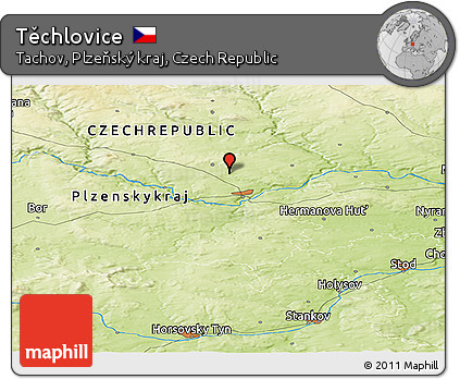 Physical Panoramic Map of Těchlovice
