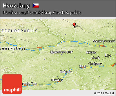Physical Panoramic Map of Hvožďany