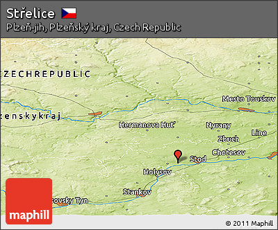 Physical Panoramic Map of Střelice