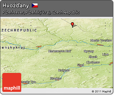 Physical Panoramic Map of Hvožďany