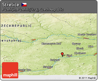 Physical Panoramic Map of Střelice