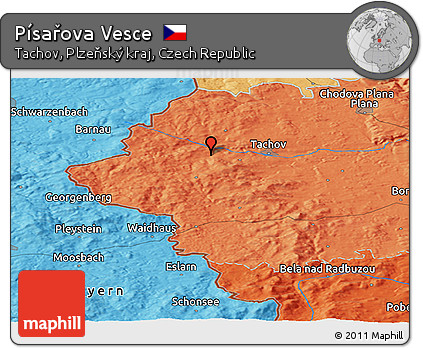 Political Panoramic Map of Písařova Vesce