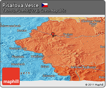 Political Panoramic Map of Písařova Vesce
