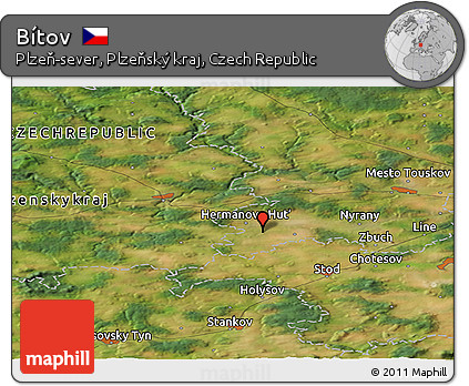 Satellite Panoramic Map of Bítov