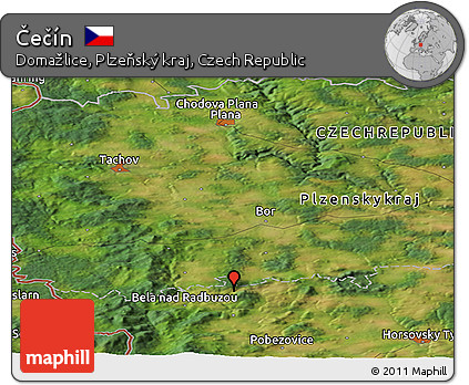 Satellite Panoramic Map of Čečín