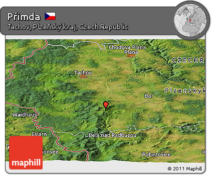 Satellite Panoramic Map of Přimda