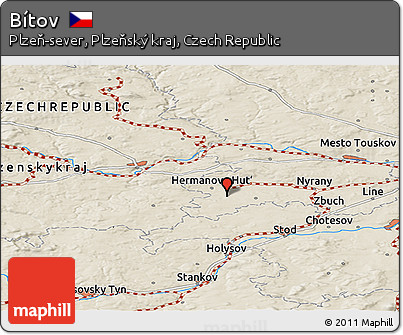 Shaded Relief Panoramic Map of Bítov