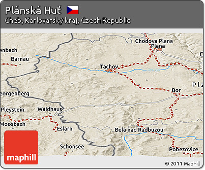 Shaded Relief Panoramic Map of Plánská Huť