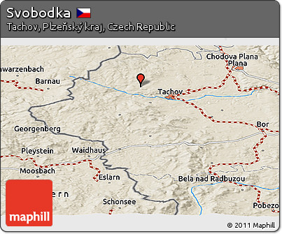 Shaded Relief Panoramic Map of Svobodka