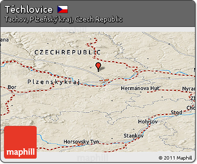 Shaded Relief Panoramic Map of Těchlovice
