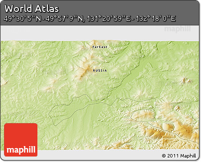 Physical 3D Map of the Area around 49° 43' 37" N, 131° 49' 29" E